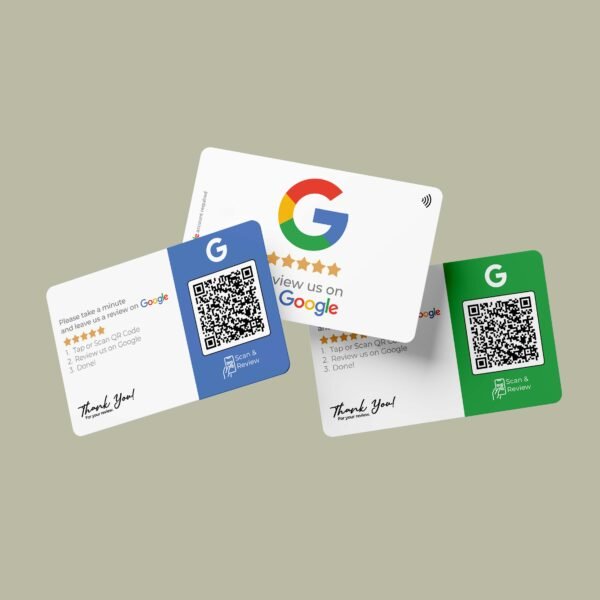 Google Review Business Card Icon "Refresh" with NFC and QR Code