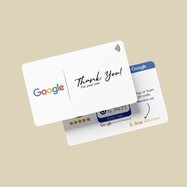 Google Review Business Card “clean” with NFC and QR Code